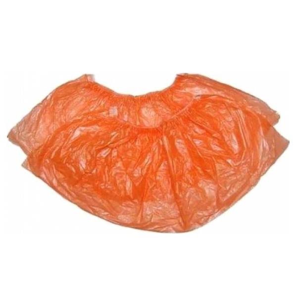 Бахилы одноразовые полиэтиленовые Экстра 30 мкм, с двойной резинкой, Оранжевые (50 пар в упаковке)